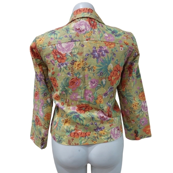 Coldwater Fall Floral Blazer Women's Sz M Floral Tweed Jacket - Picture 4 of 10